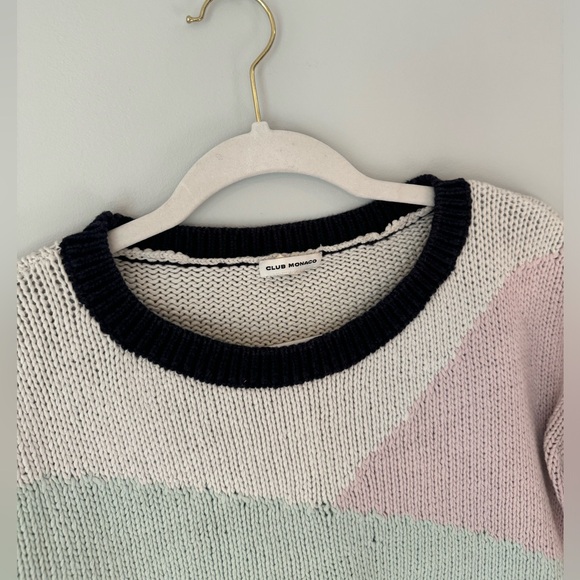 Club Monaco colorblock shirt sleeve sweater. - Picture 2 of 4